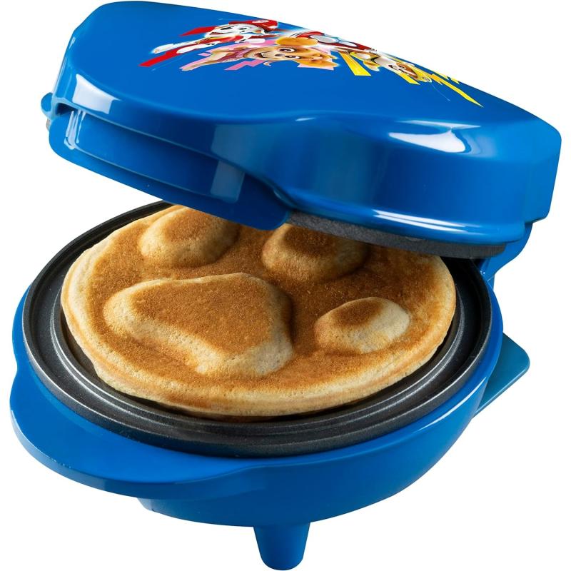 BESTRON Mini-Waffeleisen im einzigartigen Paw Patrol Design, inkl. Backampel, Waffelgröße: Ø 10cm, Farbe: BLAU