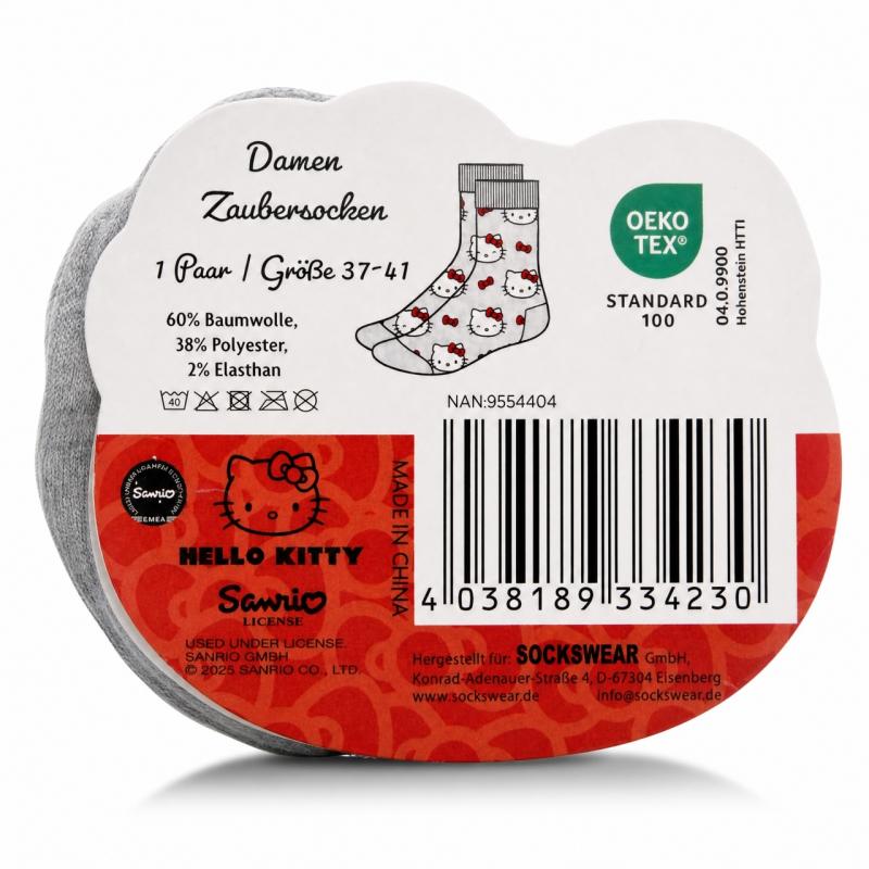 HELLO KITTY 1 Paar Damen Zaubersocken Grau 37-41