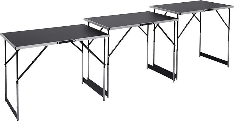 Meister Multifunktionstisch 3-teilig - 30 kg Tragkraft je Tisch (100 x 60 cm) - 4-fach höhenverstellbar - Klappfunktion