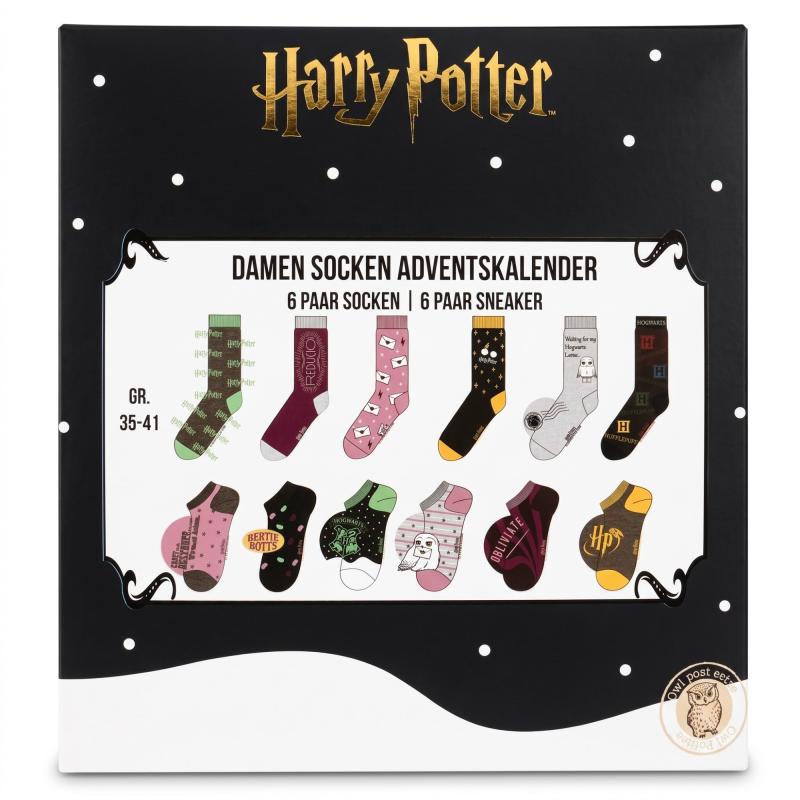 HARRY POTTER - DAMEN Adventskalender 12 Paar Socken 35-41 ( 6 Paar Socken & 6 Paar Sneaker ) HARRY CHRISTMAS