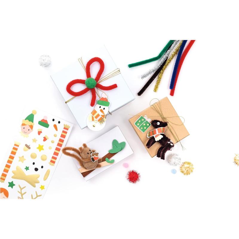 folia 93503 - Chenilledraht Bastelset "Winter" für Kinder und Erwachsene, wiederverschließbares Täschchen mit vielen Utensilien zum Gestalten kleiner Chenille-Figuren
