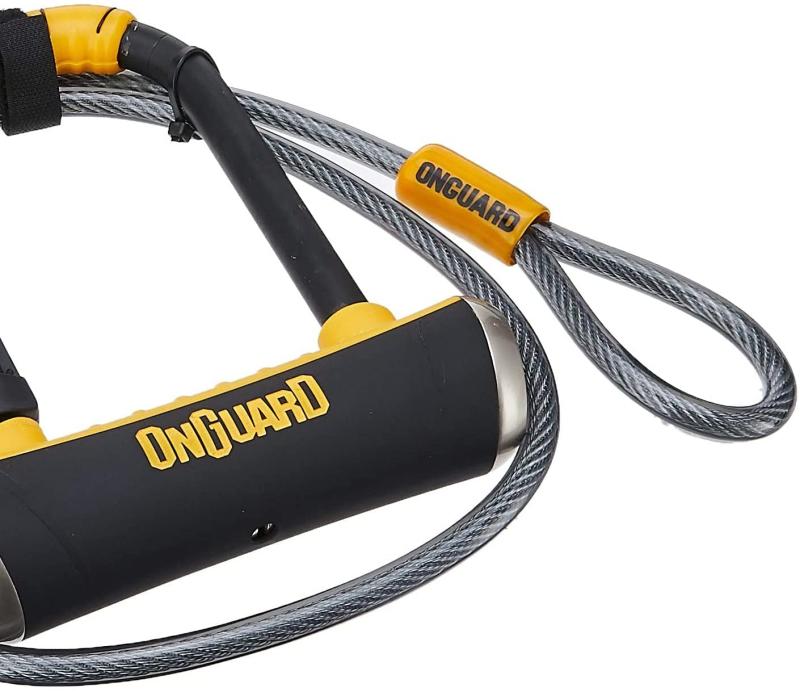 ONGUARD - 8008 Bügelschloss Pitbull Mini DT U-Lock 140 mm x 90 mm ,Ø 14 mm 5 x Schlüssel mit Code + Inkl. Schlaufenkabel 120cm Ø 10mm Level 85