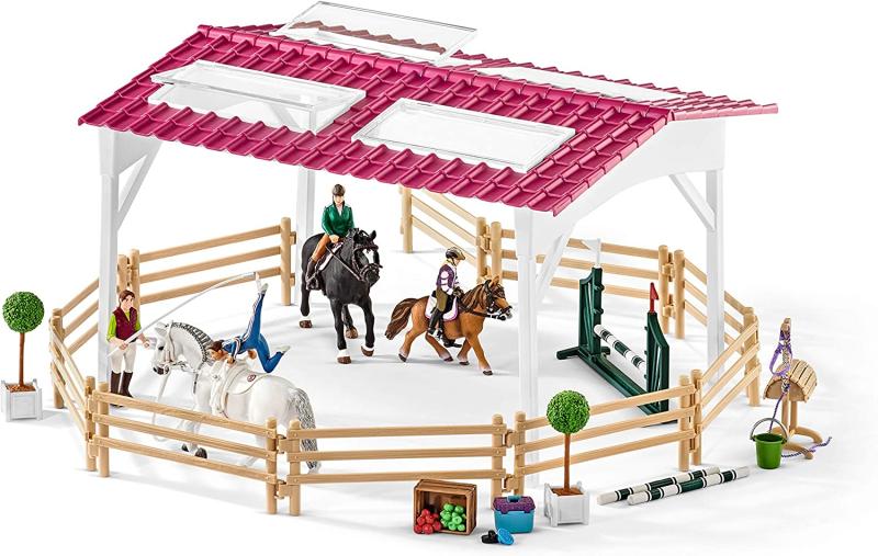 Schleich 42389  - Tierfiguren, Reitschule mit Reiterinnen und Pferden VERPACKUNGSSCHADEN