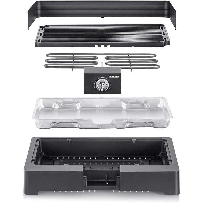 SEVERIN Tischgrill mit Aluminium-Grillplatte, Schwarz, PG 8562