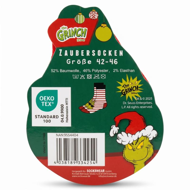 The GRINCH 1 Paar Herren Zaubersocken Rot-Weiss 42-46