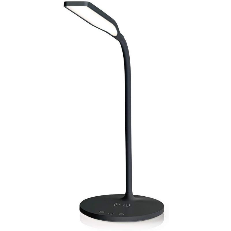 nedis LED/Qi Tischlampe mit Kabelloser 10-Watt-Qi-Ladefunktion für Smartphones SCHWARZ