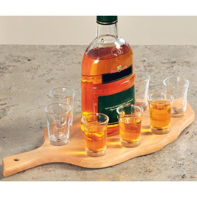 Kesper 68279 Schnapsglasträger mit 8 Gläsern aus FSC Buche