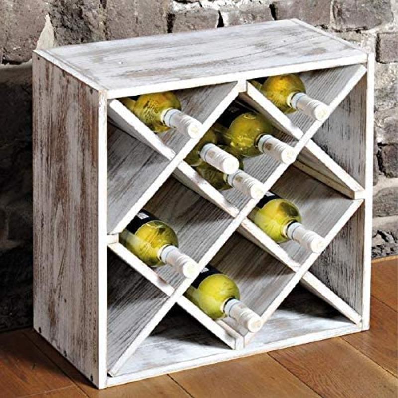Kesper Weinregal-System aus aus fsc-zertifiziertem Paulowniaholz Holzregal zur Weinflaschenlagerung (Vintage-weiß)