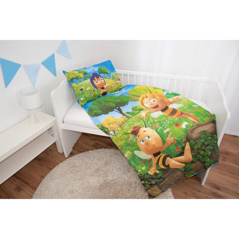 Herding BIENE MAJA Bettwäsche-Set, Wendemotiv, Bettbezug 100 x 135 cm, Kopfkissenbezug 40 x 60 cm, Baumwolle/Renforcé