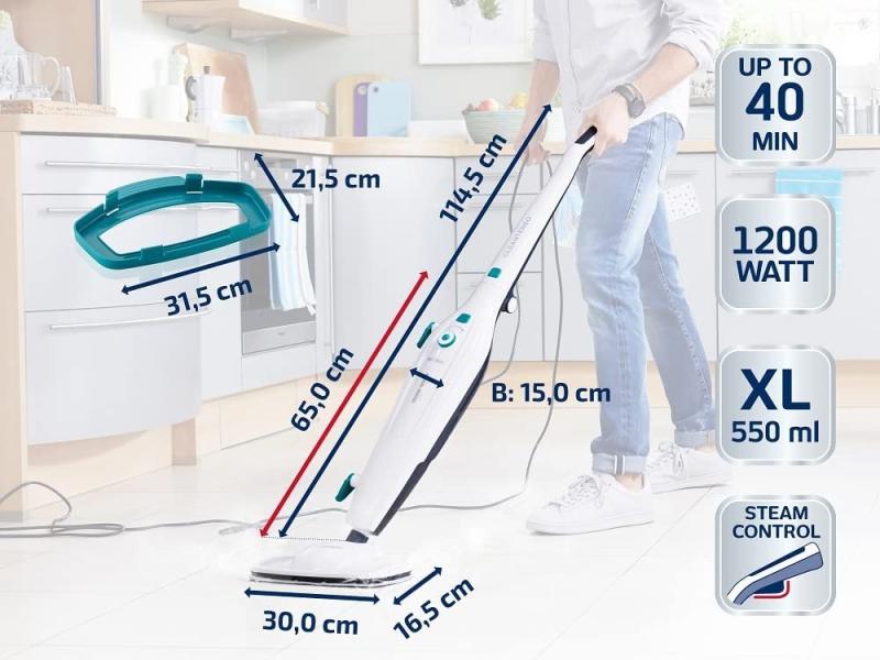 Leifheit Dampfreiniger CleanTenso mit heißem Wasserdampf gegen Bakterien Weiss