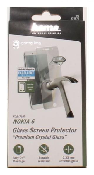 Hama Echtglas-Displayschutz  Panzerfolie "Premium Crystal Glass" fr Nokia 6 