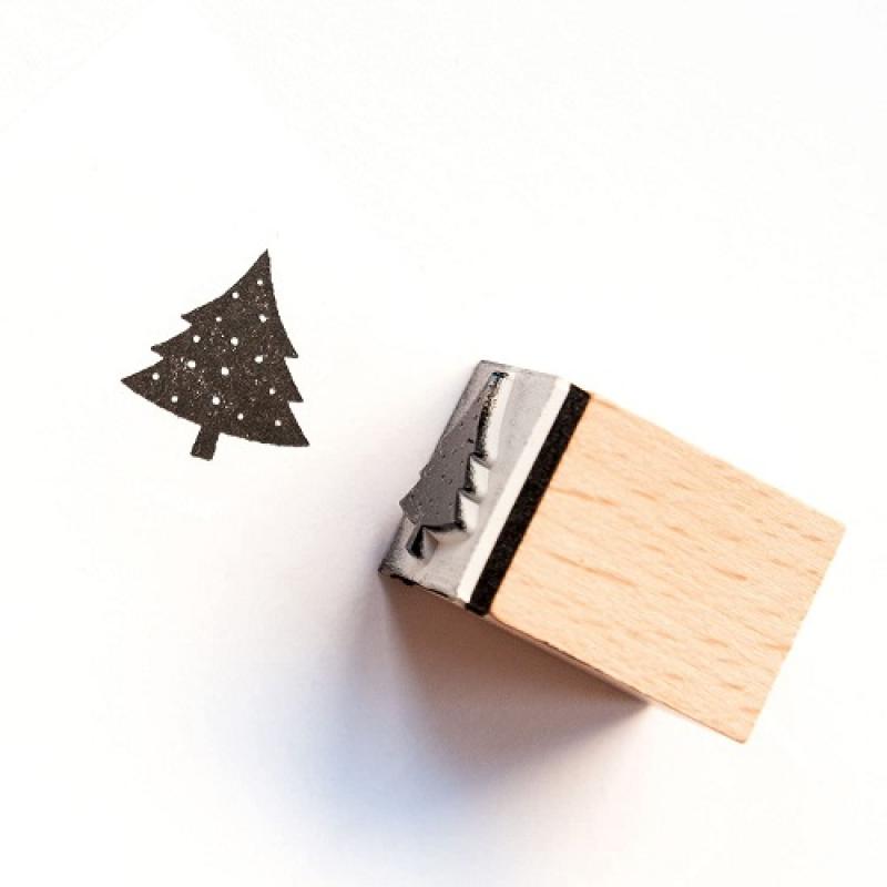 folia 31108 - Holzstempelset Christmas, inklusive 10 Holzstempel und 2 Stempelkissen