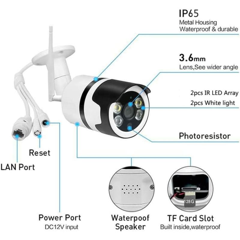 Denver Überwachungskamera für den Außenbereich, WLAN, IOC-232, Smart Home
