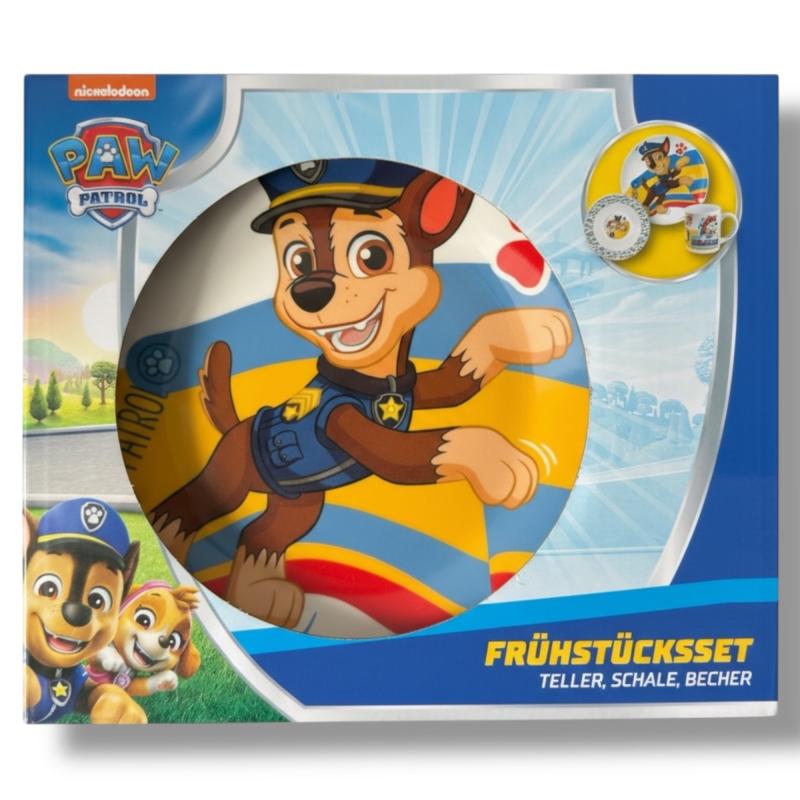 PAW PATROL Kindergeschirr - Frühstückset Teller, Schale, Becher BOYS