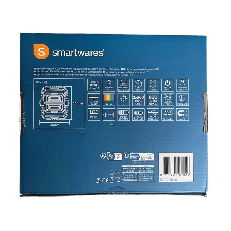 Smartwares FCL-76013 klappbare Butterfly Arbeitsleuchte LED Arbeitsleichte, 10 W, 3.7 V, Orange, 21 x 25 x 5 cm