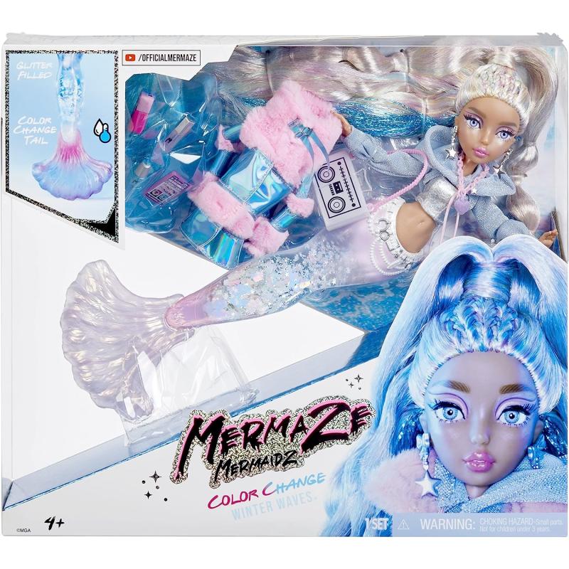 Mermaze Mermaidz Winter Waves - KISHIKO - Meerjungfrauen-Puppe, Flosse mit Farbwechsel, Schwanz mit Glitzerfüllung