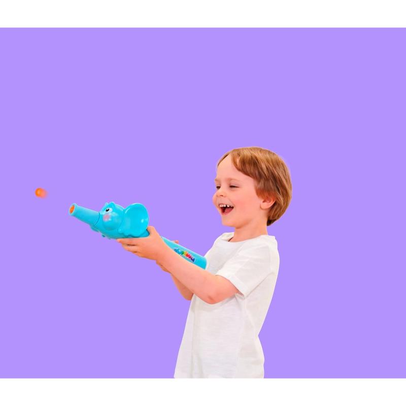 Simba Poppimals Elefant Ballkanone (35 cm) mit 20 bunten Bällen, mit Pumpmechanismus und Silikonrüssel