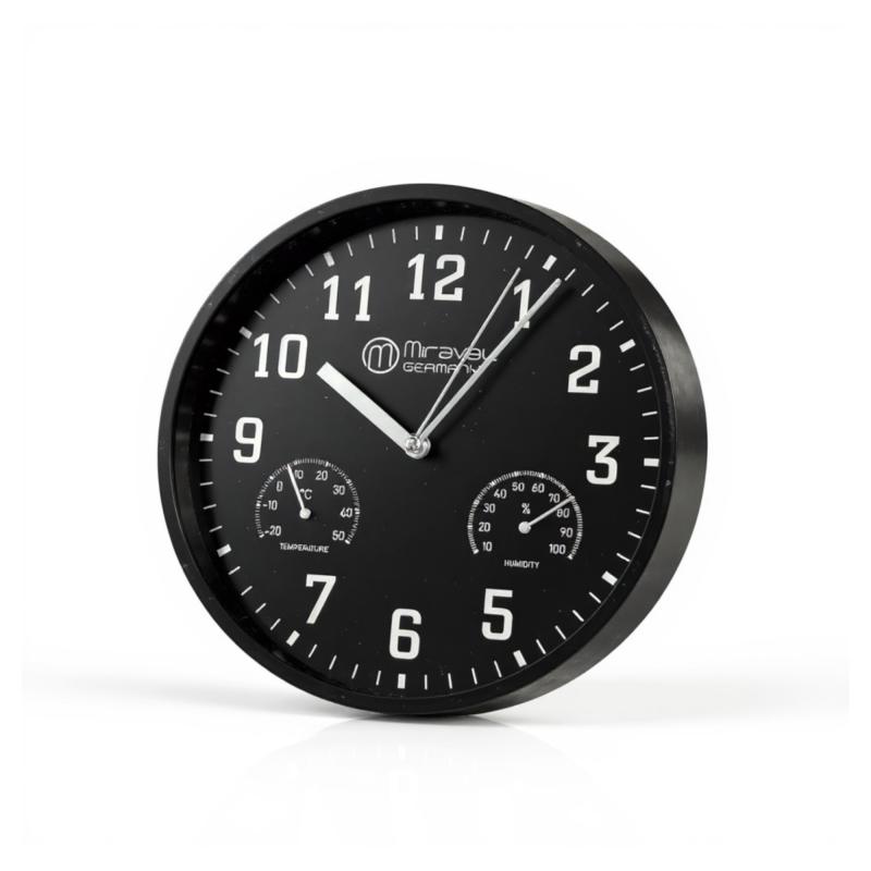 Miraval WANDUHR (Ø 25 cm) mit Thermometer & Hygrometer - SCHWARZ