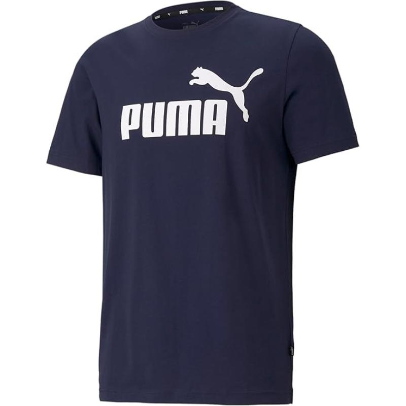 PUMA Herren T-Shirt Essentials Tee – Rundhals-Kragen Logo Peacoat NAVY - S