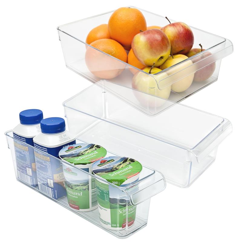 Rotho Loft 3er-Set Kühlschrankorganizer, Kunststoff (PP) BPA-frei, transparent S + M + L