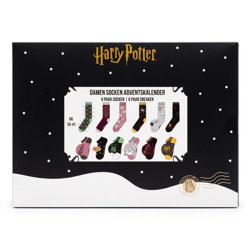 HARRY POTTER - DAMEN Adventskalender 12 Paar Socken 35-41 ( 6 Paar Socken & 6 Paar Sneaker ) HARRY CHRISTMAS