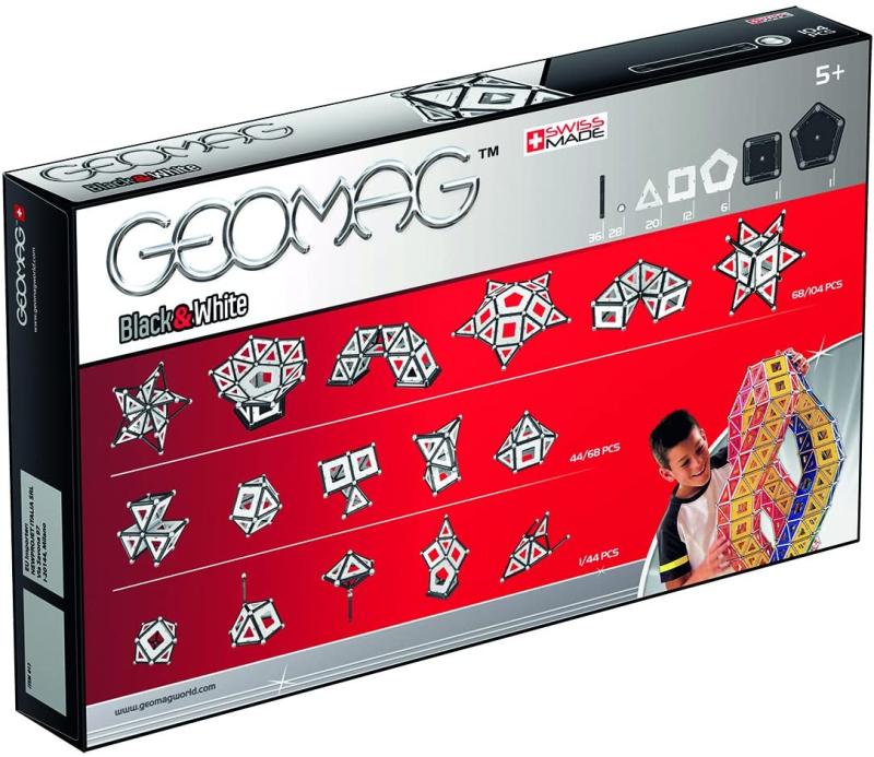 Geomag CLASSIC Black & White, Magnetkonstruktionen und Lernspiele, 104-teilig