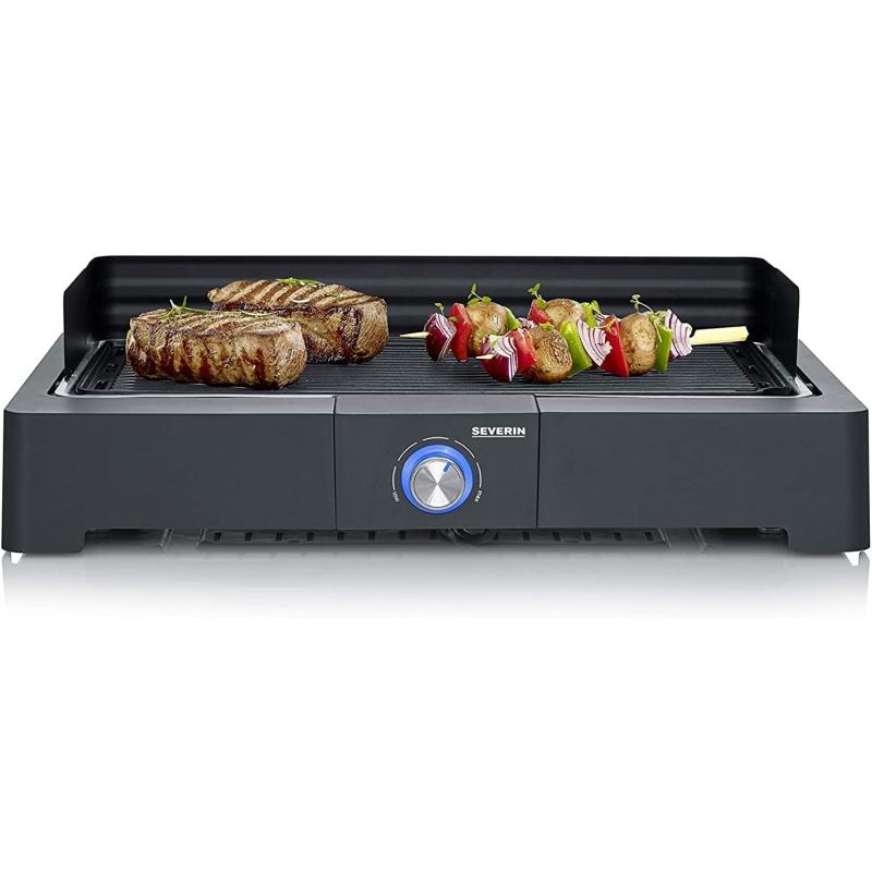 SEVERIN Tischgrill mit Aluminium-Grillplatte, Schwarz, PG 8562