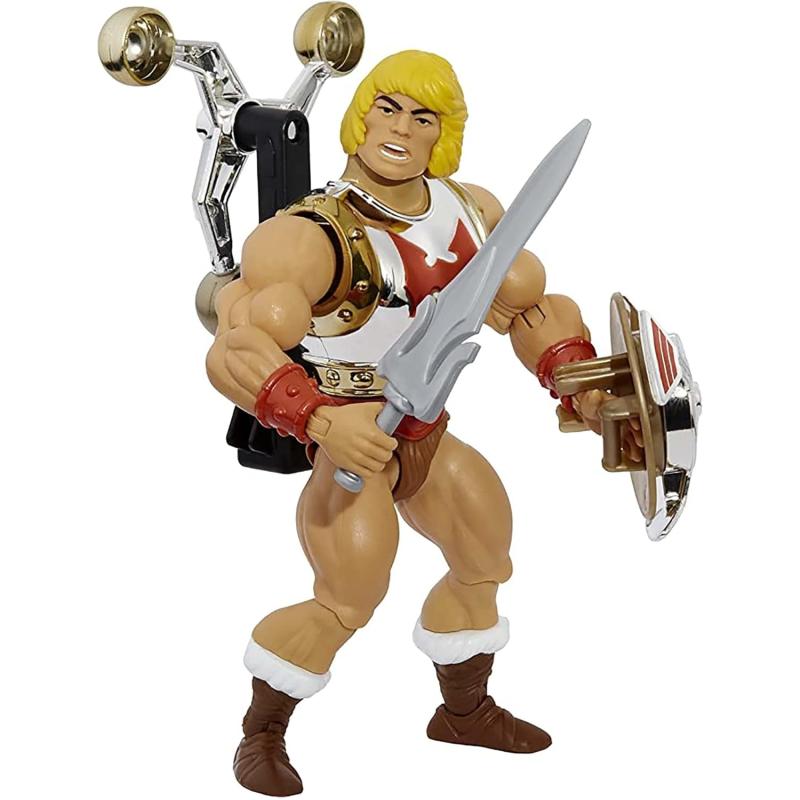 Masters of the Universe HDT22 - Origins Deluxe HE-MAN mit fliegenden Fäusten, 14 cm große Actionfigur