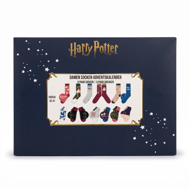 HARRY POTTER - DAMEN Adventskalender 12 Paar Socken 35-41 ( 6 Paar Socken & 6 Paar Sneaker ) PROPERTY
