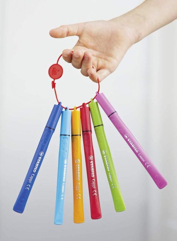 Filzstift mit Kappenring - STABILO Cappi - 12er Pack - mit 12 verschiedenen Farben