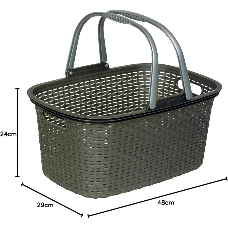 Rival Einkaufskorb Rattan 18 Liter mit Henkel - ANTHRAZIT