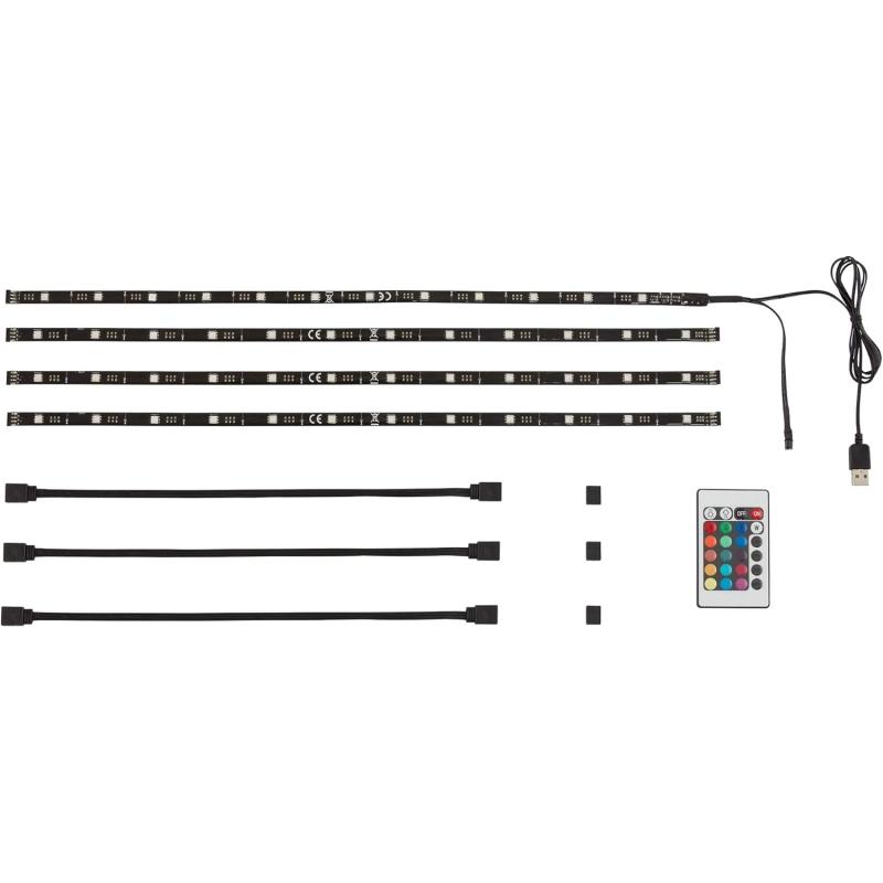 BRILO Leuchten - LED TV Beleuchtung, LED Band dimmbar, LED Strip selbstklebend, 2m, USB-Anschluss, geeignet für 32-78 Zoll, Licht-Leiste 48 x RGB-LED Farbwechsel