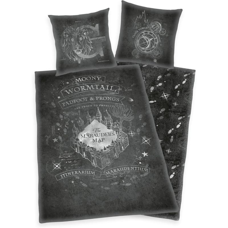Herding Bettwäsche-Set, HARRY POTTER Karte des Rumtreibers, Wende Bettwäsche 2tlg 135 x 200 cm 80 x 80 cm
