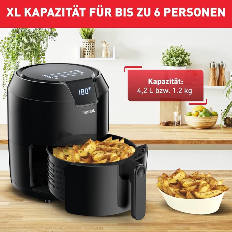 Tefal EY4018 Easy Fry Precision XL Heißluftfritteuse - 1500 Watt, 4,2 Liter, digitales Display, Schwarz 