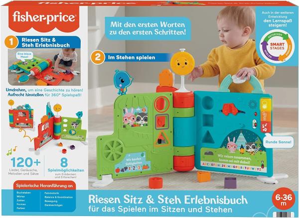 Fisher-Price HCL07 - Riesen Sitz&Steh Erlebnisbuch, elektronisches Lernspielzeug und Aktivitätszentrum
