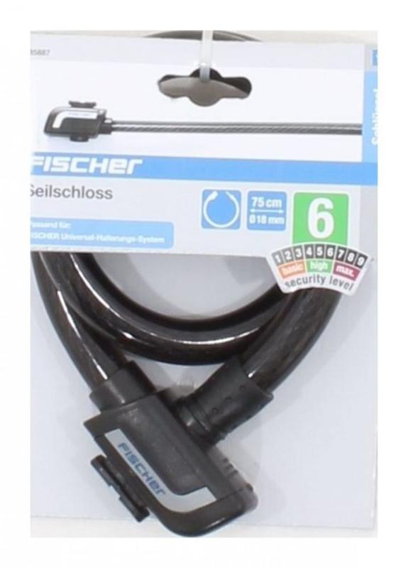 Fischer Seilschloss, Lnge 75cm, Durchmesser 18mm, Schwarz, 75 cm 