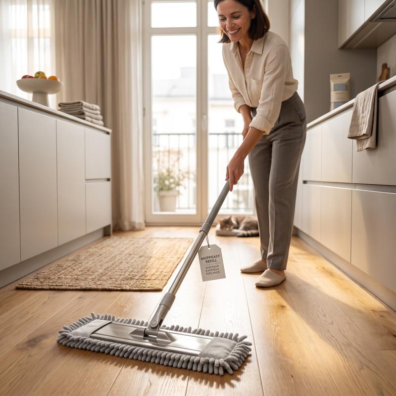 HOME IDEAS 2er Pack CHENILLE WISCHBEZUG für alle Böden - Grau UNIVERSAL 44 x 14 cm