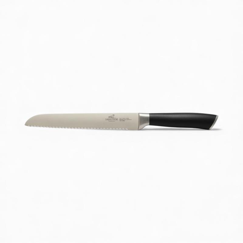 SABATIER Couteau A Pain - Brotmesser mit Wellenschliff - Klingenlänge: 20 cm Edelstahl/schwarz