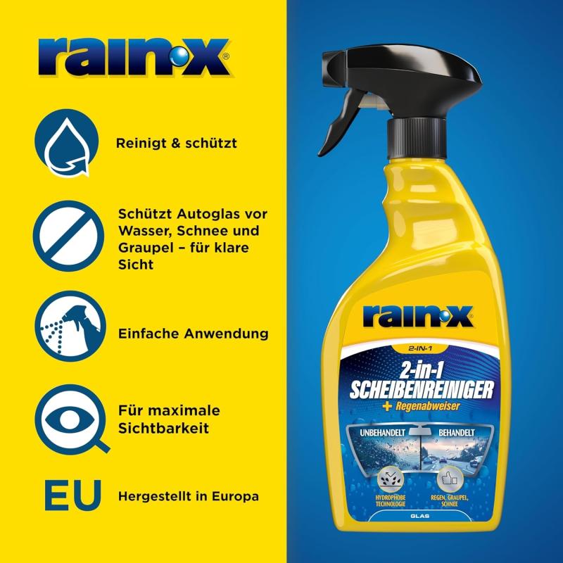 Rain-X 2-in-1 Scheibenreiniger & Regenabweiser für Autoscheiben - 500 ml