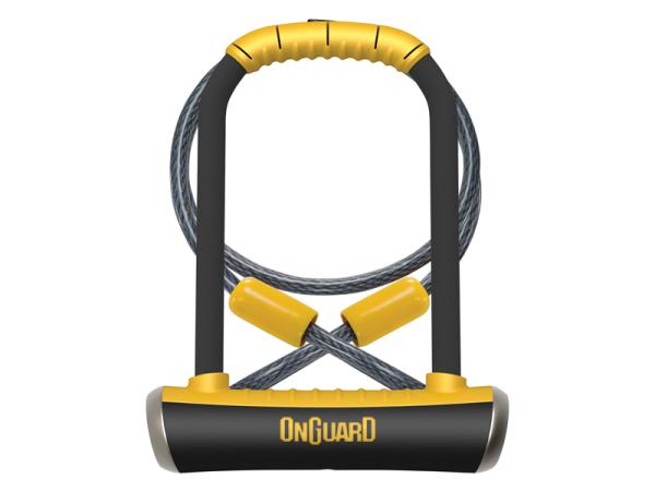 ONGUARD - 8007 Bügelschloss Pitbull Mini LS U-Lock 240 mm x 90 mm ,Ø 14 mm 5 x Schlüssel mit Code + Inkl. Schlaufenkabel 120 cm Ø 10mm Level 85