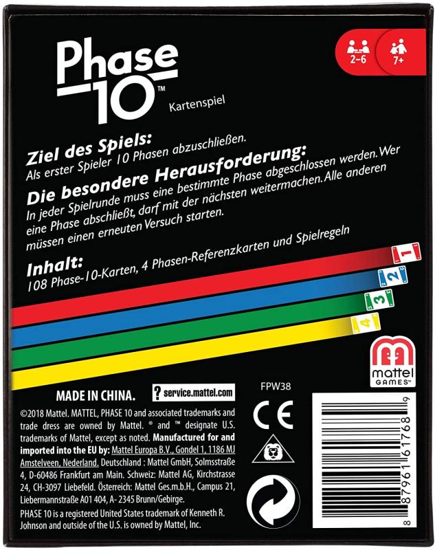 Mattel Games FPW38 - Phase 10 Kartenspiel & Gesellschaftspiel