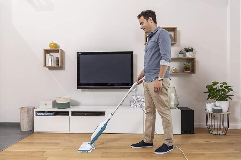 Black+Decker FSM13E1 Dampfbesen Steam Mop, Basic  Weiss