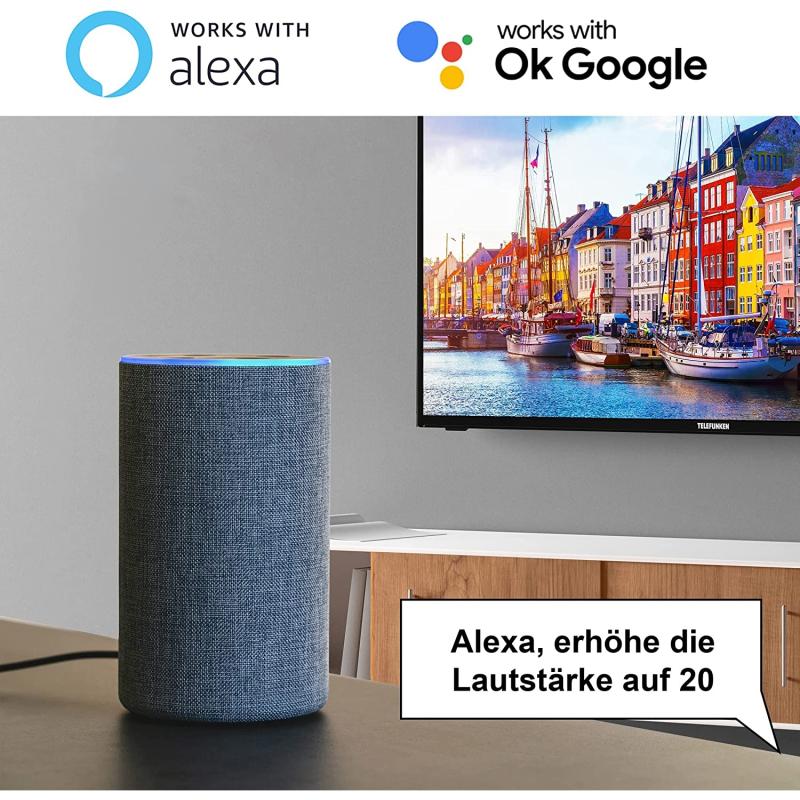 Telefunken D50U551N1CW 50 Zoll Fernseher (4K Ultra HD, HDR, Triple Tuner, Smart TV, Works with Alexa, HD+)