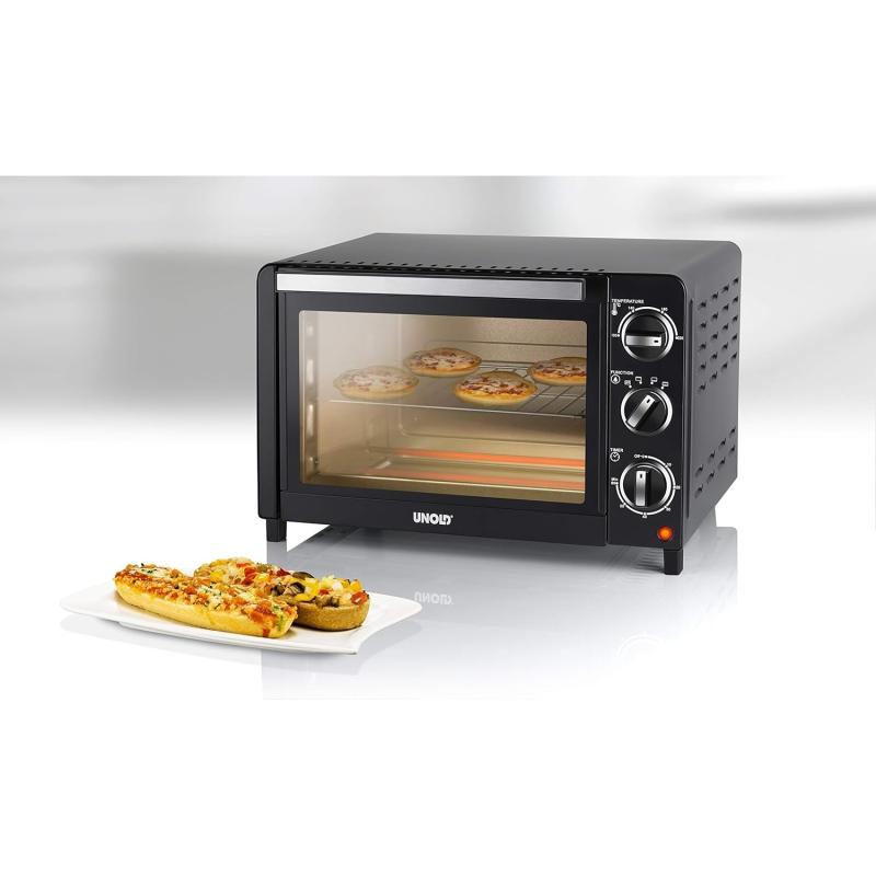 UNOLD 68875 OFEN Allround, 1.200 W, 18 L Volumen, 4 Edelstahl-Heizelemente, mit doppelverglaster Tür, 1200, Metall, 18 liters, Schwarz