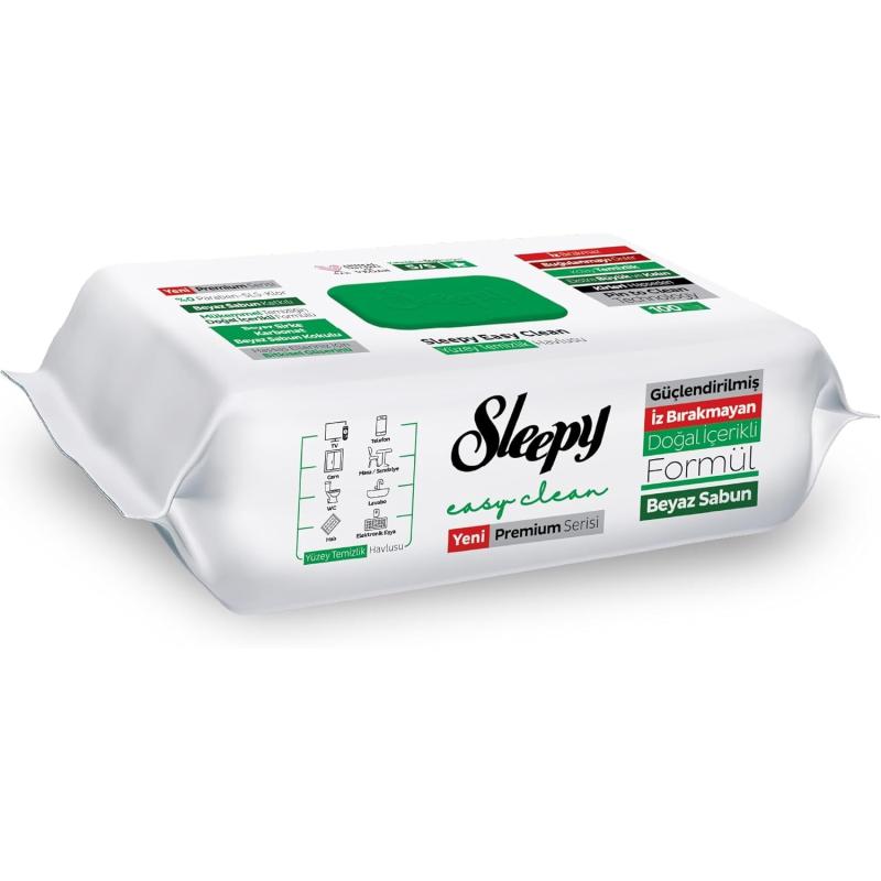 Sleepy 8933 Easy Clean Oberflächenreinigungstuch Putztücher 1 Pack 100 Blatt GRÜN Weisser Seifenzusatz