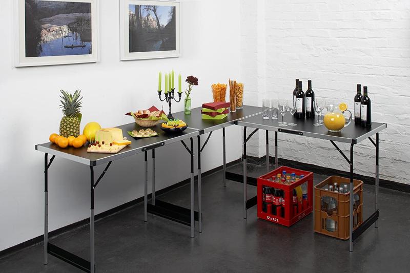 Meister Multifunktionstisch 3-teilig - 30 kg Tragkraft je Tisch (100 x 60 cm) - 4-fach höhenverstellbar - Klappfunktion