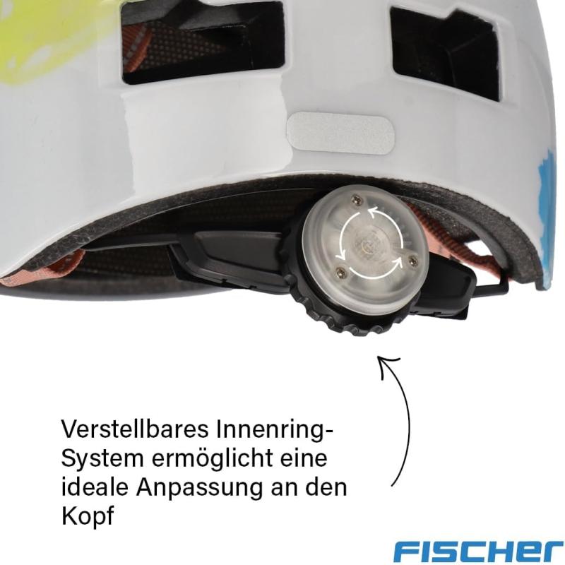 FISCHER BMX Fahrradhelm, Radhelm, Dirt Bike Helm Plus Splash, XS/S, 48-54cm, bunt, mit integriertem LED-Rücklicht