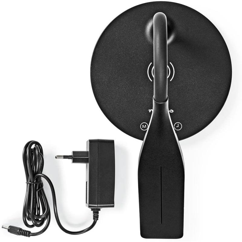 nedis LED/Qi Tischlampe mit Kabelloser 10-Watt-Qi-Ladefunktion für Smartphones SCHWARZ