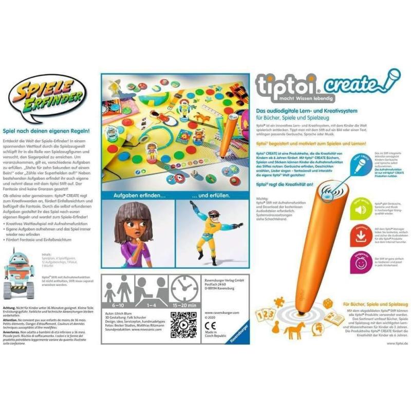 Ravensburger 00045 tiptoi CREATE Spiele-Erfinder, Kreativspiel mit Aufnahmefunktion