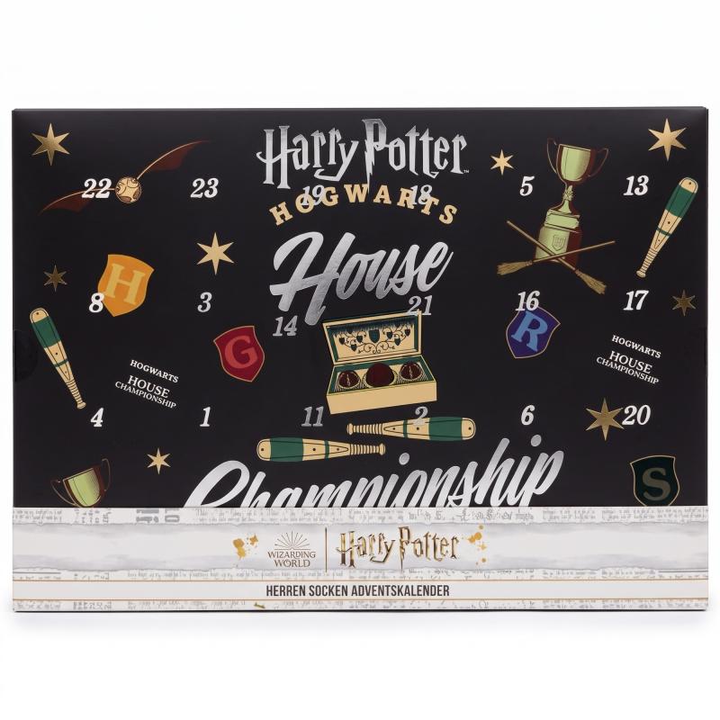 HARRY POTTER - HERREN Adventskalender 12 Paar Socken 42-46 ( 6 Paar Socken & 6 Paar Sneaker ) HOGWARTS HOUSE